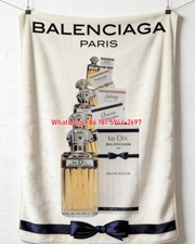 Balenciaga Le Dix Perfume Print Flannel Throw Blanket BA278